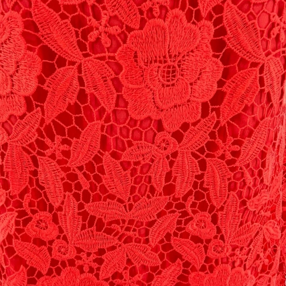 Free People Red Lace Sleeveless Sheath Dress Floral Overlay Mini Size M (Lined) - Picture 6 of 12